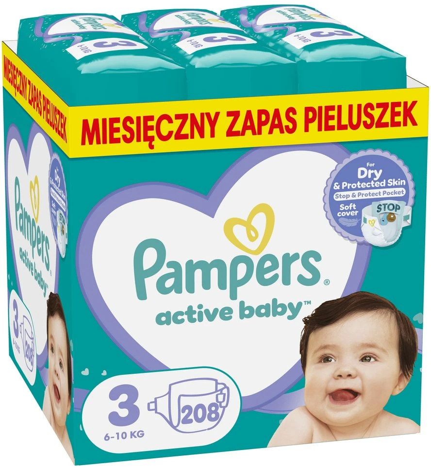 Sauskelnės Pampers Active Baby 3 dydis, 6-10kg, 208 vnt.