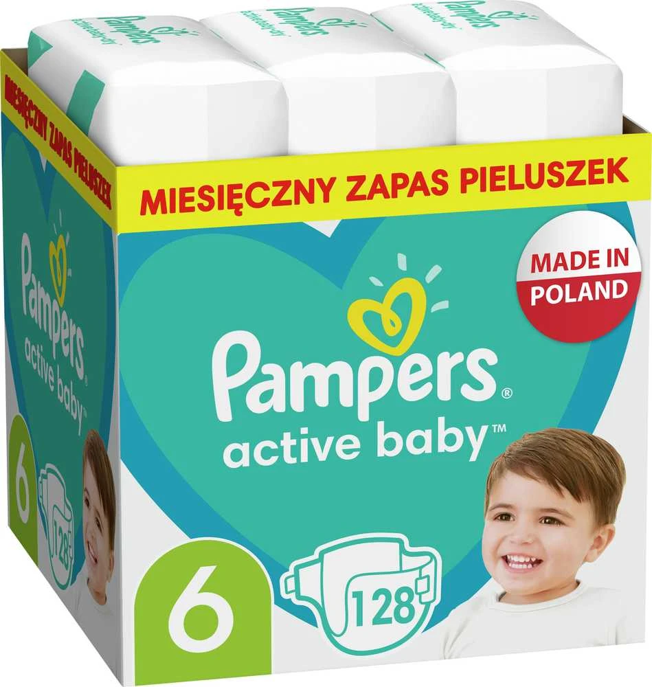 Sauskelnės Pampers Active Baby 6 Dydis, 13-18kg, 128vnt.