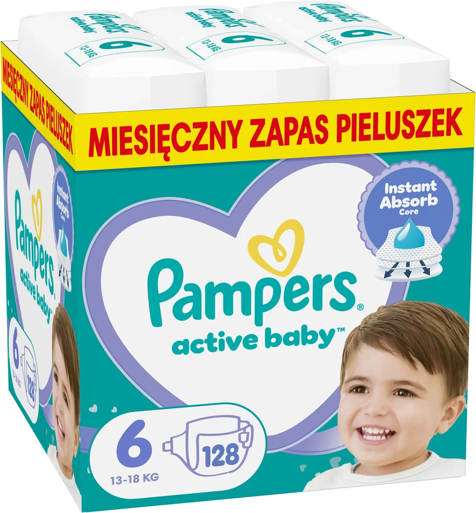 Sauskelnės Pampers Active Baby 6 Dydis, 13-18kg, 128vnt.