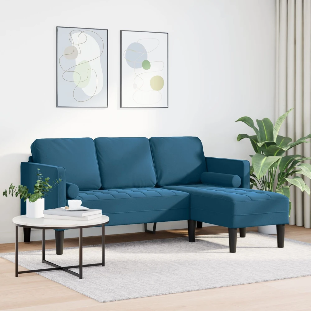 Sofa Sofos komplektas su pagalve Mėlyna Poliesteris