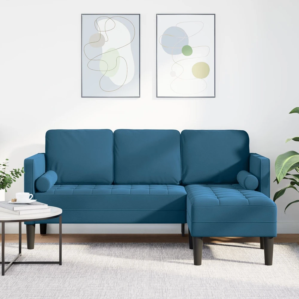 Sofa Sofos komplektas su pagalve Mėlyna Poliesteris
