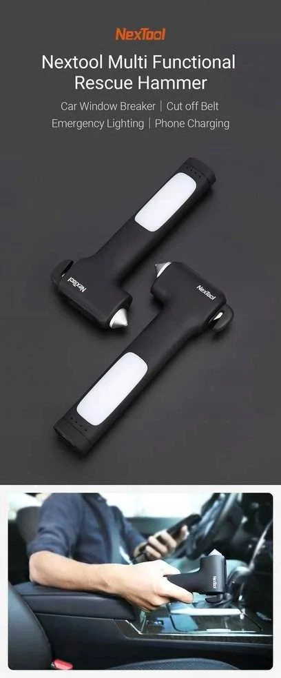 „NexTool Hammer Rescue NE0140“ 4 viename daugiafunkcis gelbėjimo įrankis