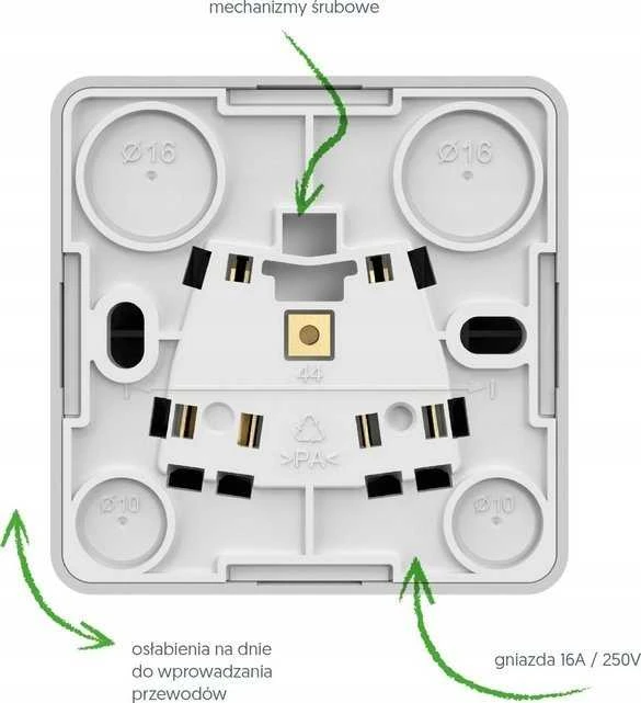 Nasielsk LIZDAS MONTUOJAMAS ANT PAVIRŠIAUS PAVIENIS BERG/3733-09/EPN 250 V 16 A Elektro-Plast