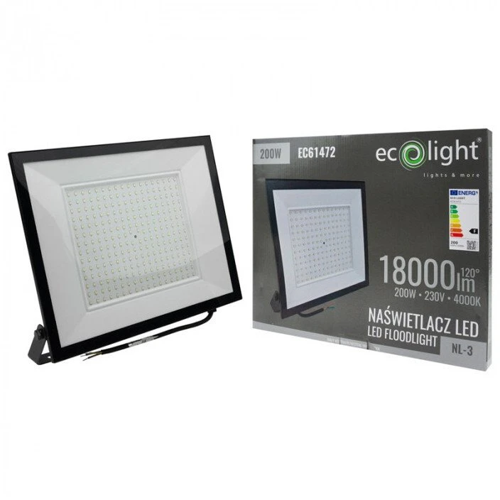 Prožektorius Ecolight LED projektorius NL-3 200W 18000lm 4000K juodas IP65 (EC61472)