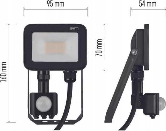 „Emos Floodlight“ LED prožektorius Profi/Ideo PIR ZS2712 10W 1100lm 4000K IP65 PIR judesio jutiklis juodas