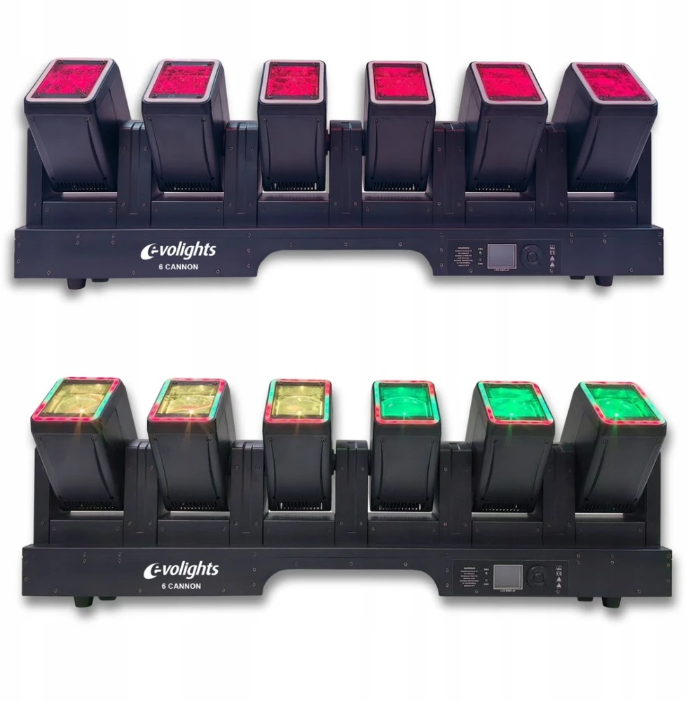 EVOLIGHTS 6 CANNON šviesos spindulio efektas su 6 galvutėmis