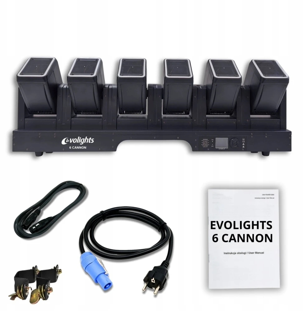 EVOLIGHTS 6 CANNON šviesos spindulio efektas su 6 galvutėmis