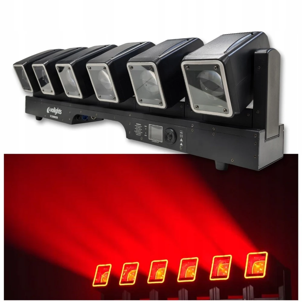 EVOLIGHTS 6 CANNON šviesos spindulio efektas su 6 galvutėmis