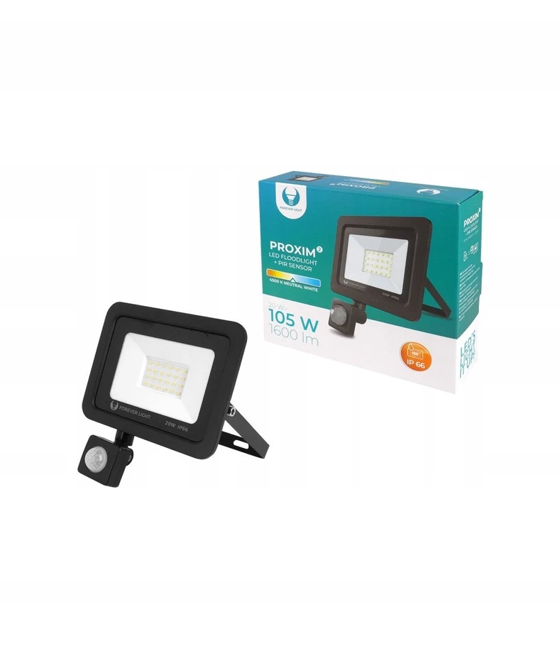 Prožektorius LED PROXIM II 20W |4500K| PIR IP66 Forever Light