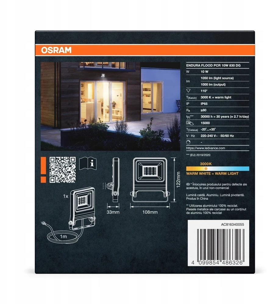 Osram Lauko prožektorius LEDVANCE 1X10W LED IP65