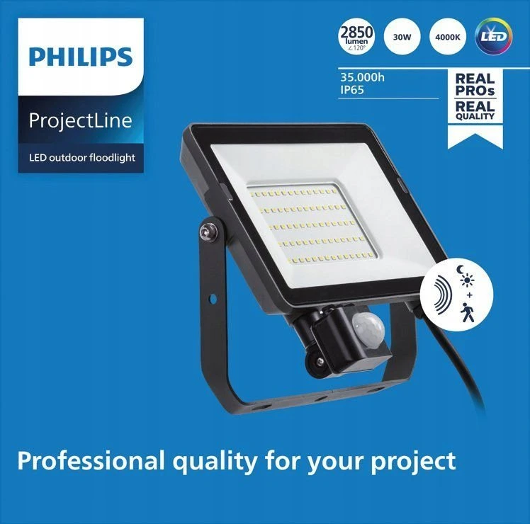 Philips PROŽEKTORIUS LED SU JUDESIO DAVIKLIU 30W 4000K 2850LM IP65