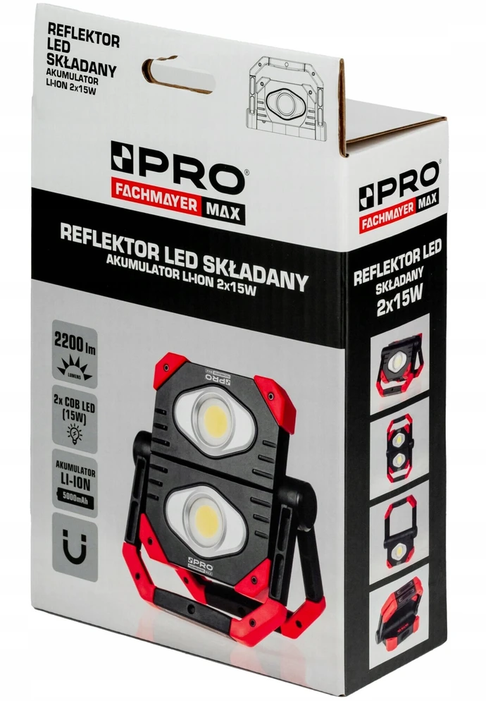 Sulankstomas pastatomas LED prožektorius 2200lm 2x15W