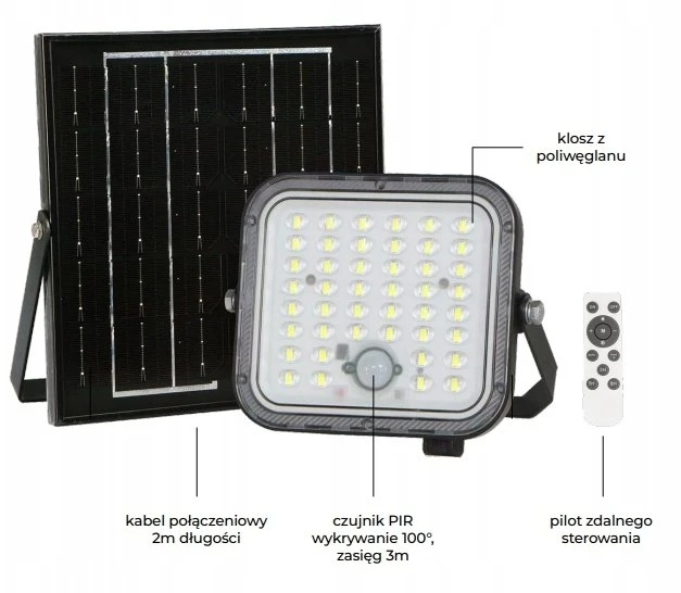 Led Line Prime Lauko šviestuvas su saulės baterija ir judesio jutikliu LUNIR, 1400lm, 4000mAh, 4000K, 100°