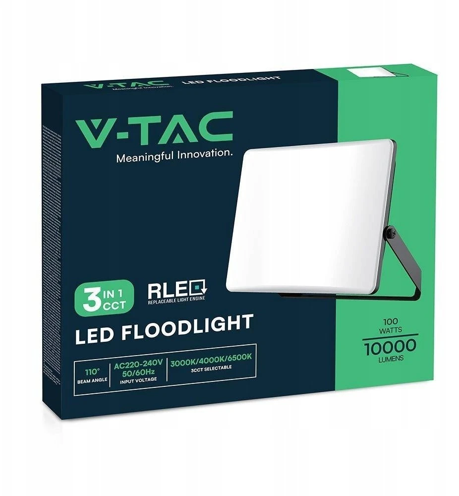 V-tac 100W LED prožektorius, juodu korpusu, 3000/4000/6500K