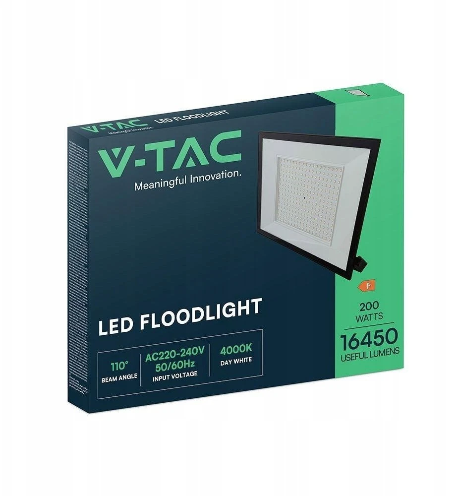 V-tac 200W LED prožektorius, juodas, 4000K
