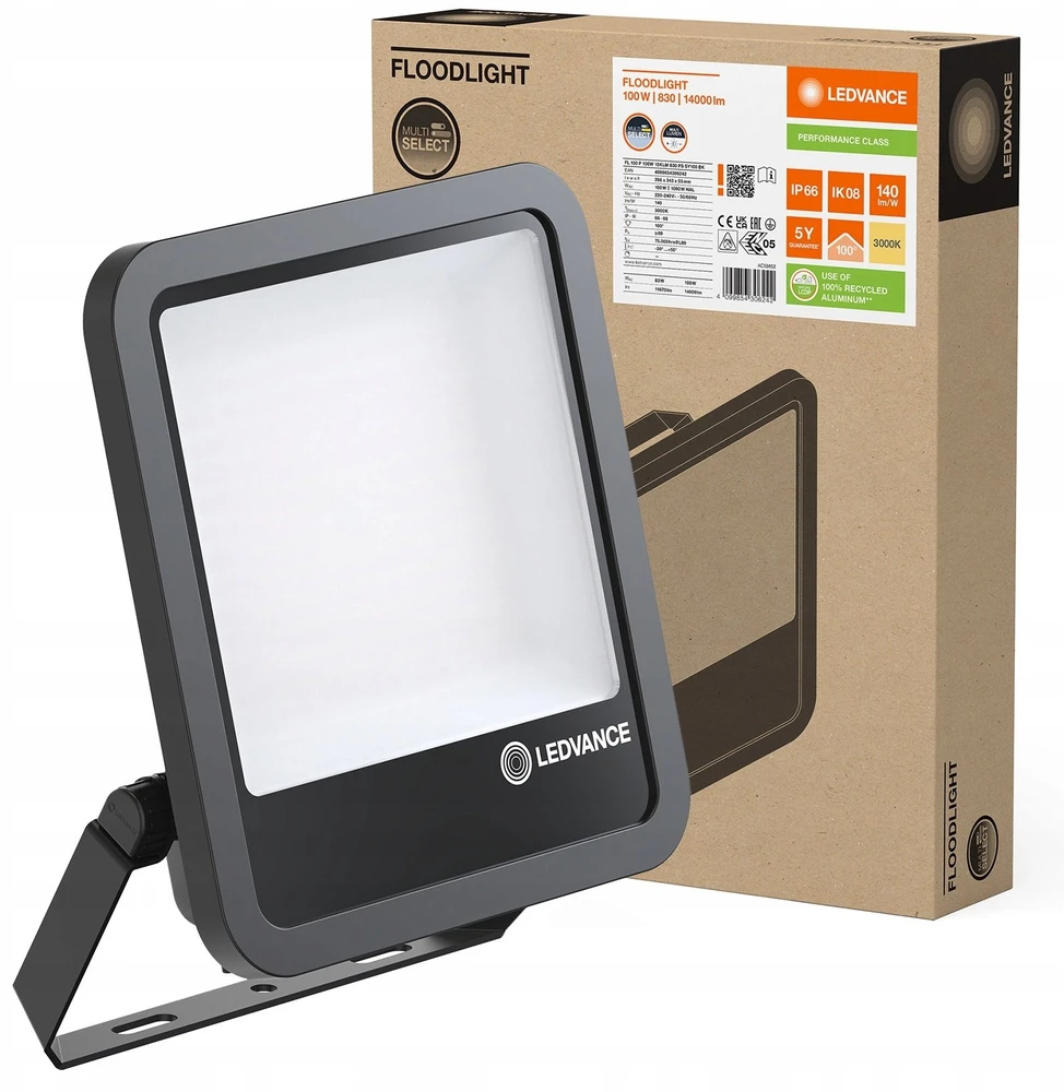 V-tac 83-100W LED prožektorius FL 150 GEN4, juodas, 3000K, IP66