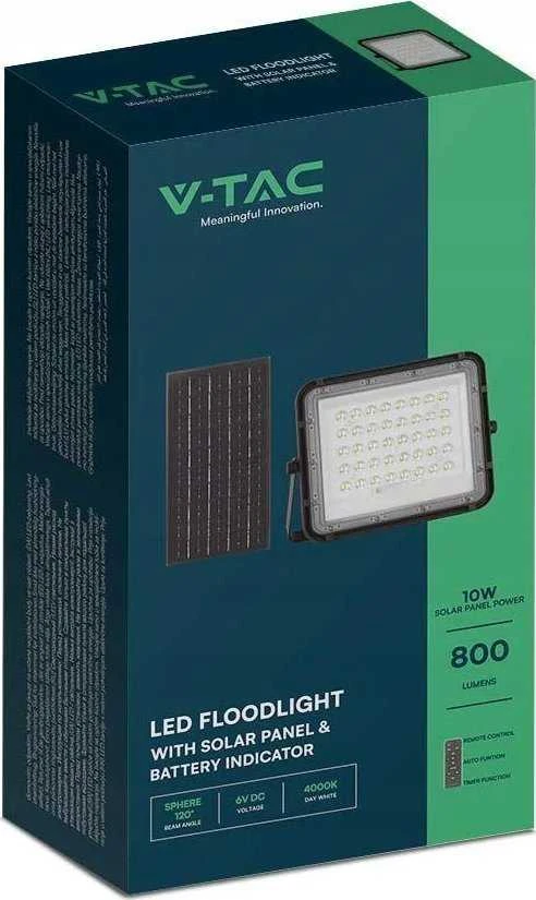 V-tac 10W LED prožektorius su saulės baterija, juodas, 4000K