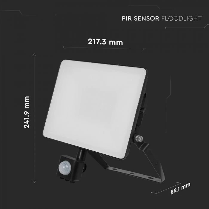 Naświetlacz V-TAC Projektorius LED su judesio jutikliu FLUXI MC 50W 6000lm 6500K IP65 Juodas