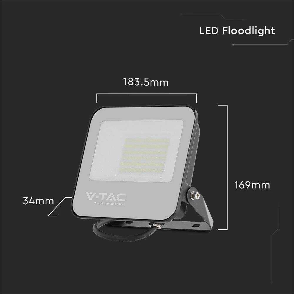 V-tac 50W LED prožektorius, juodu korpusu, 6500K