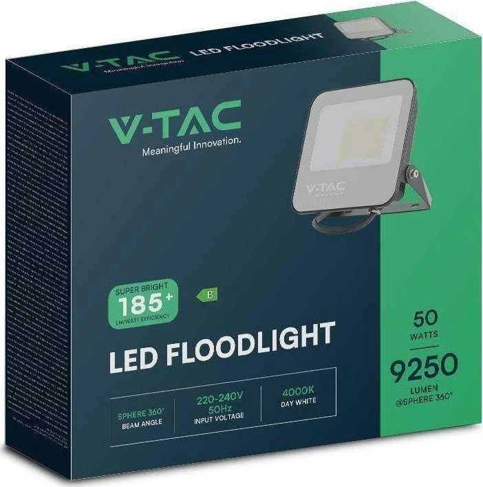 V-tac 50W LED prožektorius, juodu korpusu, 6500K