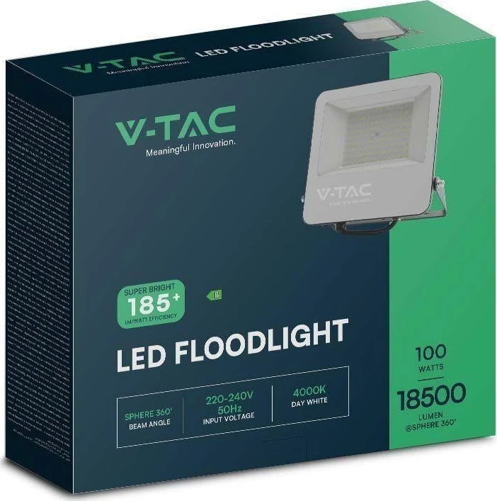 V-tac 100W LED prožektorius, juodu korpusu, 6500K