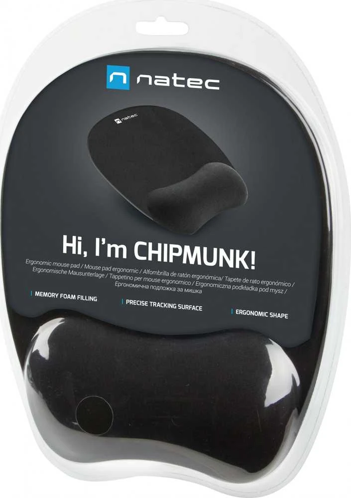 NATEC NPF-0784 Pelės kilimėlis Ergonomic CHIPMUNK memory foam filling juodas