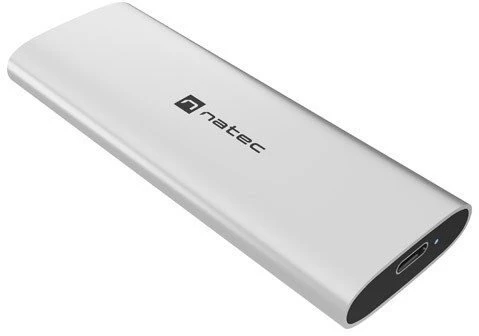 NATEC RHINO M.2 NVME LITE EXTERNAL SSD ENCLOSURE USB-C 3.2 GEN 2 ARCTIC Sidabrinis