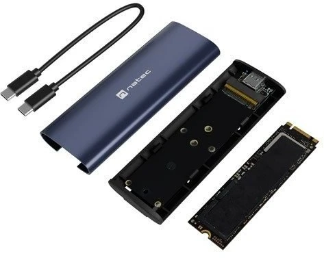 NATEC RHINO M.2 NVME LITE išorinis SSD korpusas USB-C 3.2 GEN 2 plienas tamsiai mėlynas