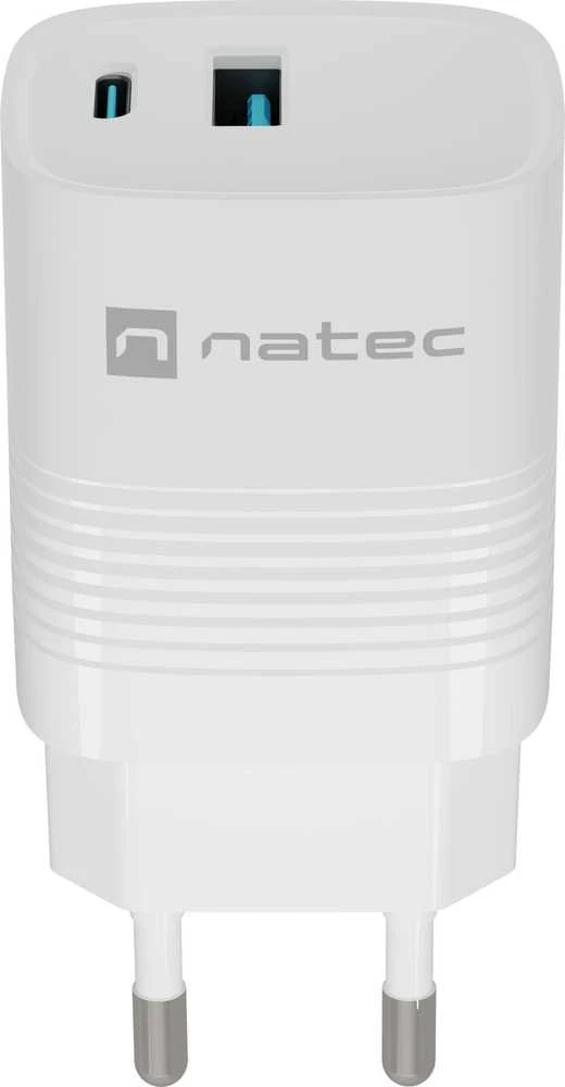 Įkroviklis - NATEC RIBERA GAN 30W USB-A + USB-C Greitas Pakrovėjas Baltas