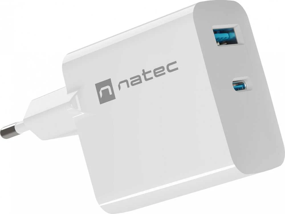 Maitinimo Adapteris - Natec Ribera 1x USB-A + 1x USB-C 65W Baltas