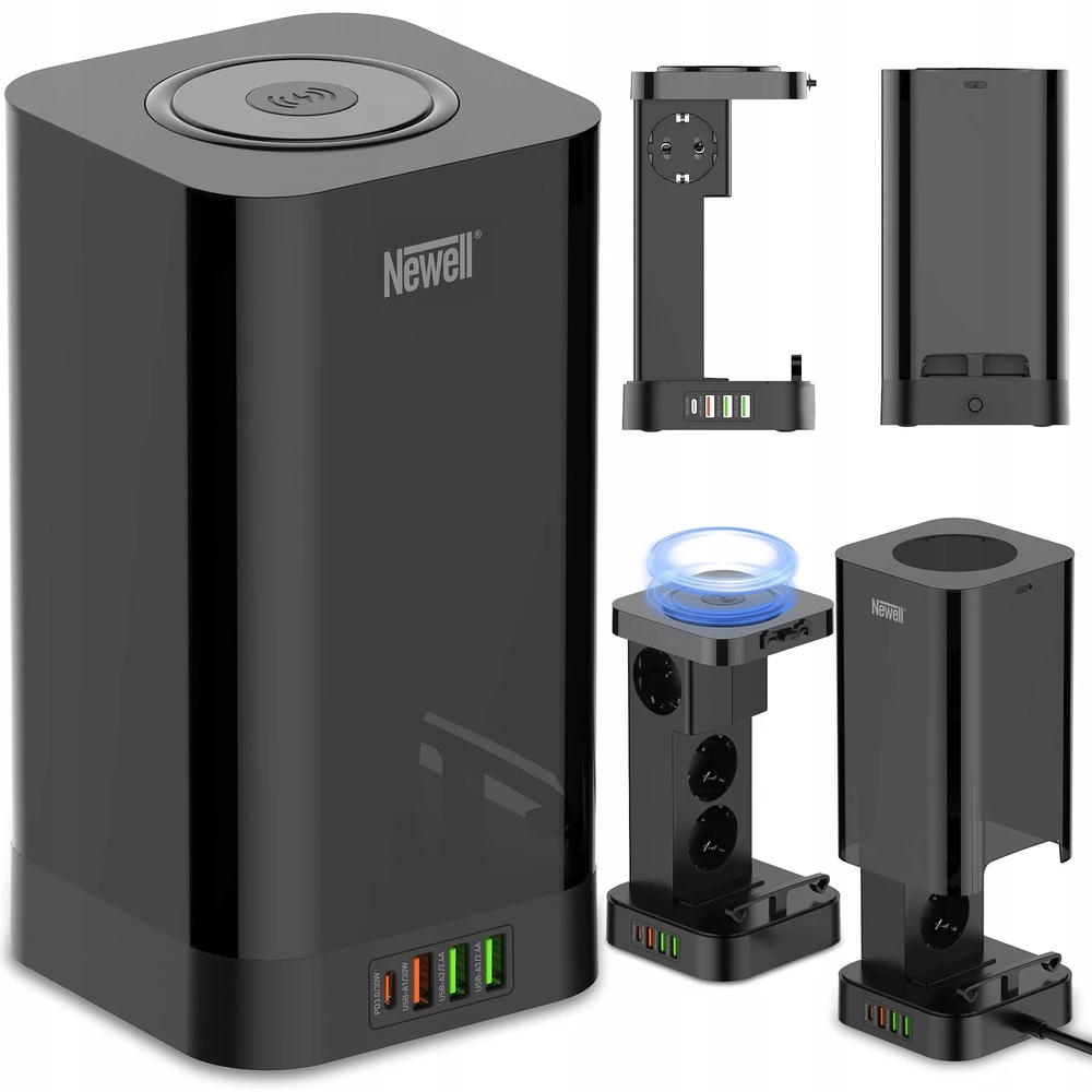 Maitinimo Stotis - Newell GaN Power Cube 8-in-1 su 15W Belaidžiu Įkrovikliu
