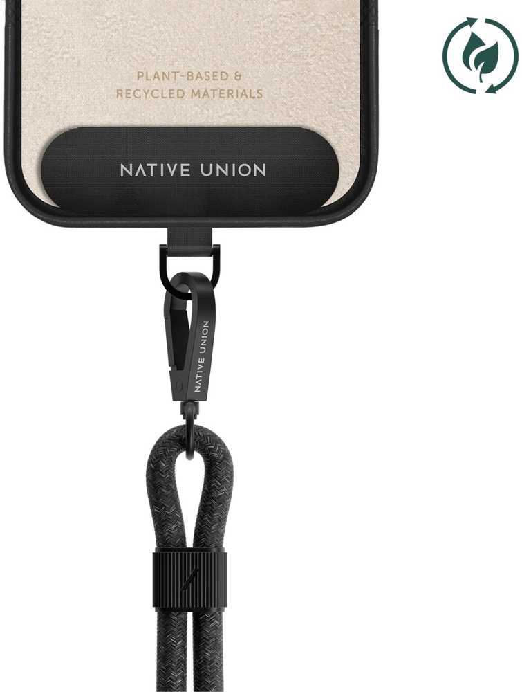 Dėklas Native Union City Sling - telefono dirželis (juodas)
