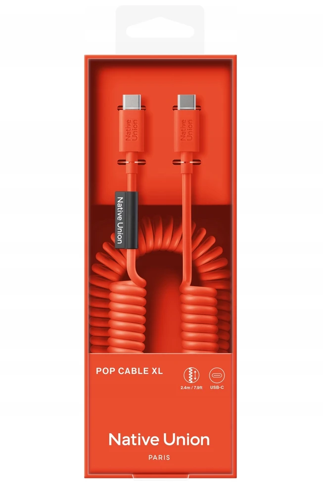Native Union USB-C – USB-C laidas, 2,4 m, 60 W (signalizuojantis raudonas)