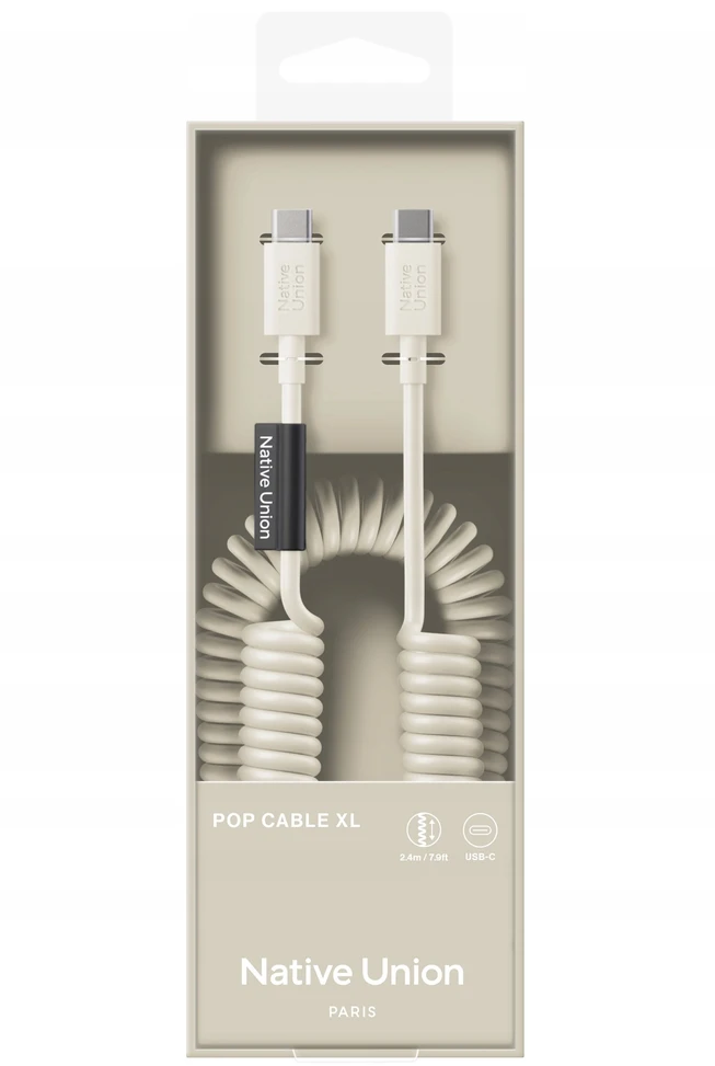 Native Union Native Union Pop Cable – USB-C – USB-C laidas, 2,4 m 60W (smiltainio spalvos)