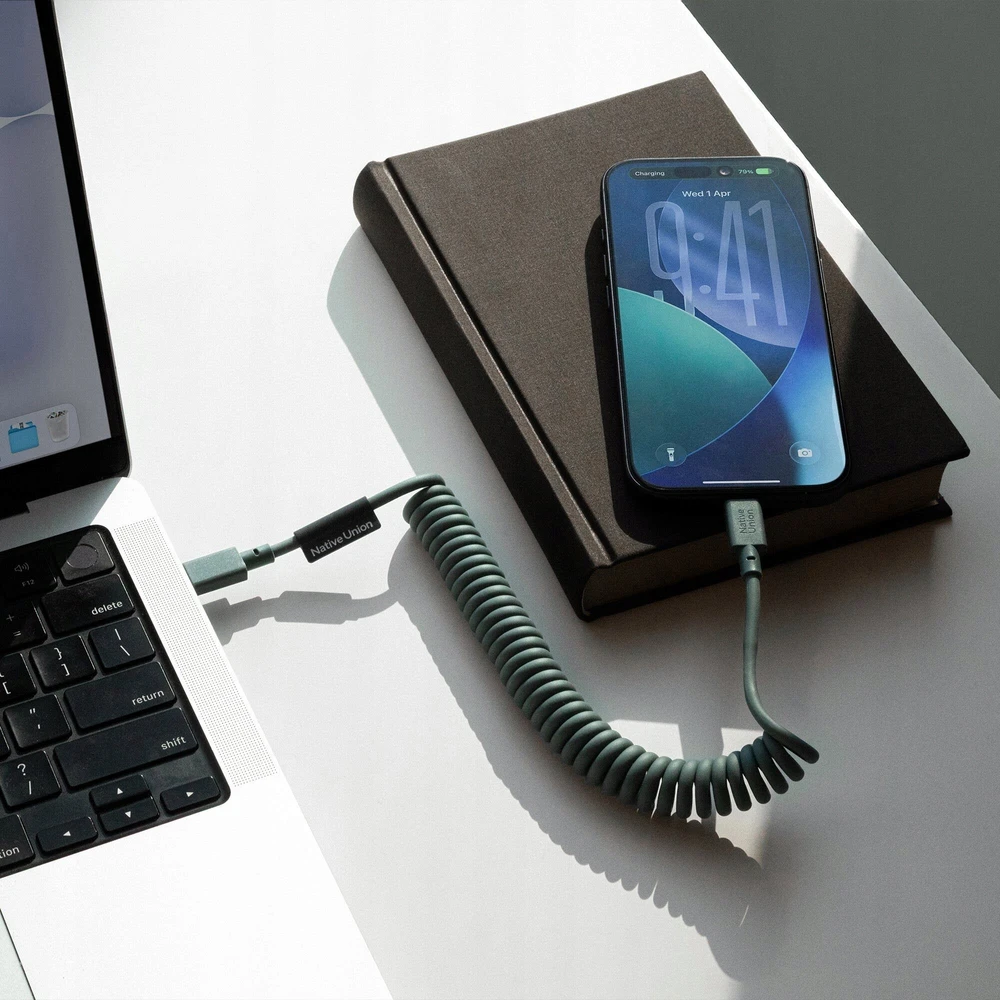 Native Union Native Union Pop Cable – USB-C – USB-C laidas, 1,2 m 60W (šiferio žalia)