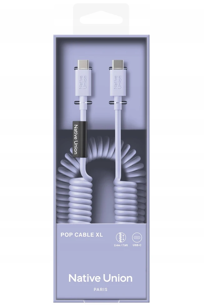 Native Union Native Union Pop Cable – USB-C – USB-C kabelis, 2,4 m 60 W (žydra)