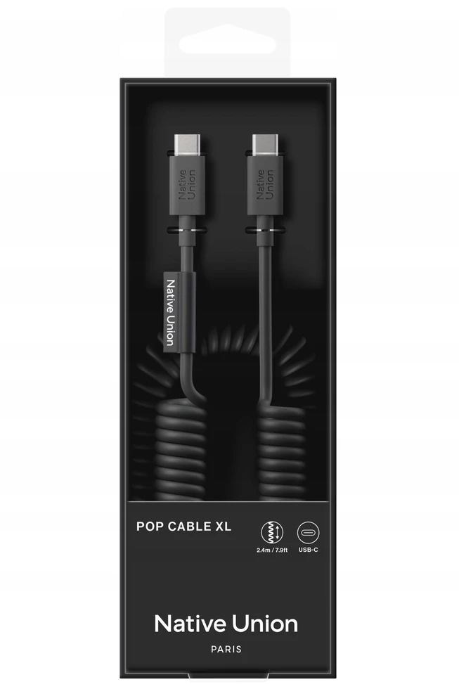 Native Union Native Union Pop Cable - USB-C - USB-C kabelis, 2,4 m 60 W (juodas)
