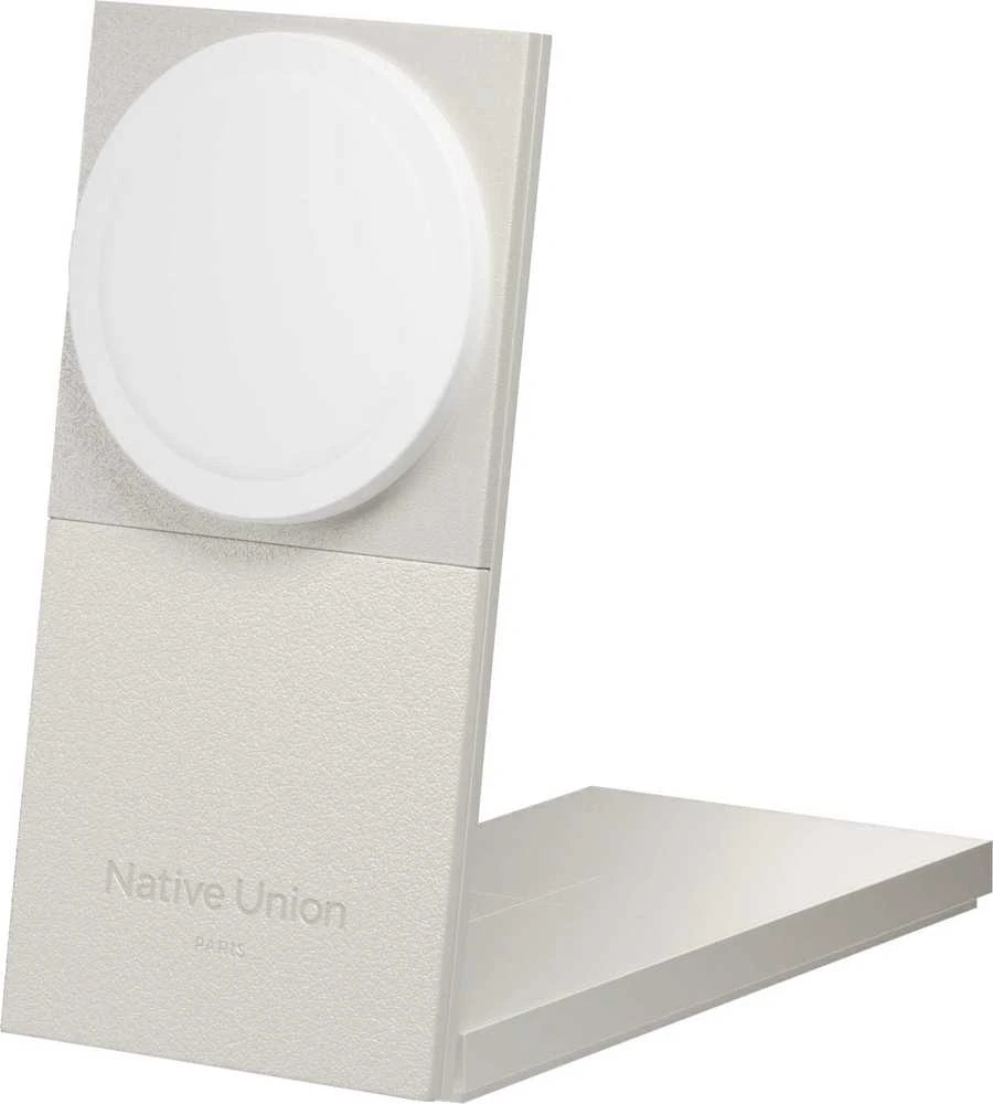„Native Union Rise 2-in-1 Qi2“ belaidis įkroviklis, smėlio spalvos
