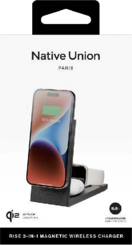 Native Union Rise Qi2 įkroviklis pakuotėje