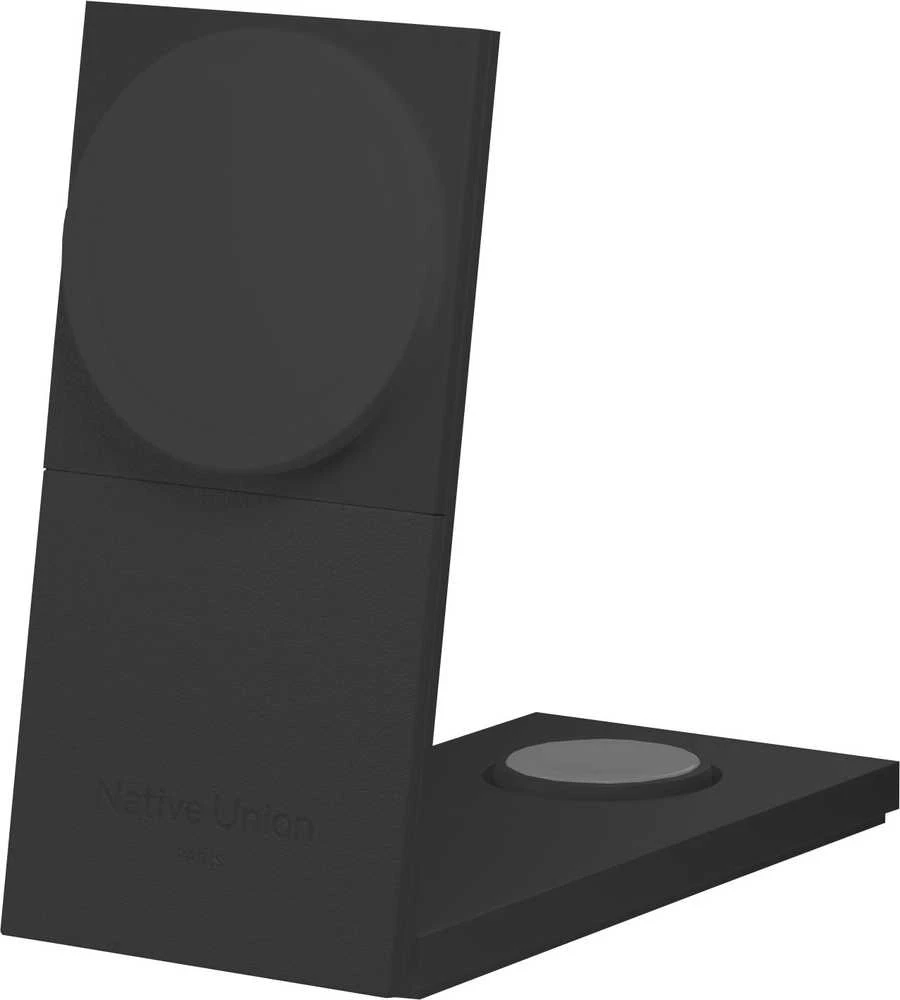 „Native Union Rise 3-in-1 Qi2“ belaidis įkroviklis, juodas