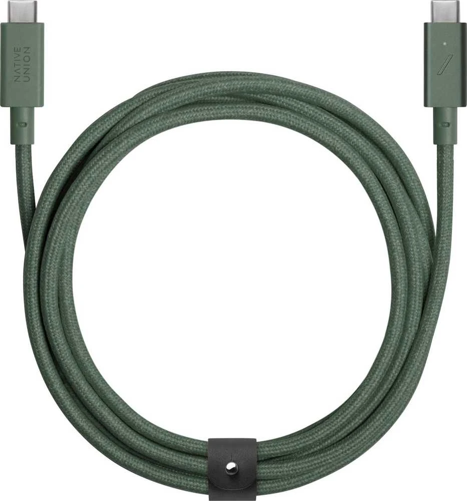 Native Union Belt Cable Pro 240W - kabelis USB-C - USB-C, 2,4 m (žalias)