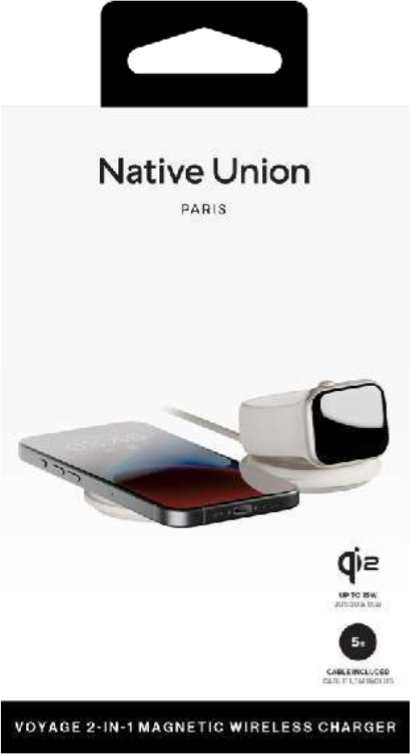 „Native Union Voyage“ 2 viename „Qi2“ belaidis įkroviklis, smėlio spalvos