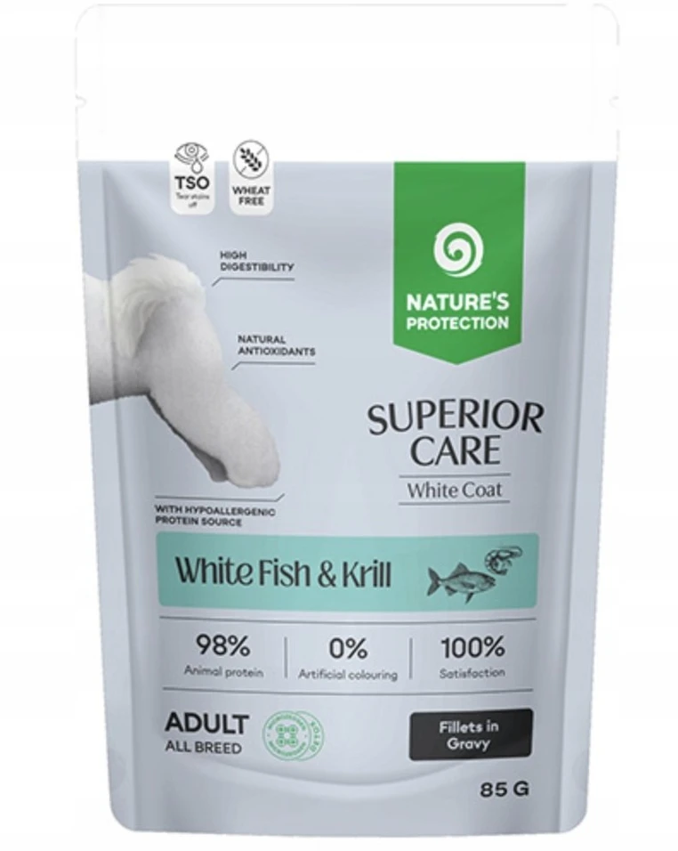 Nature's Protection Nature’s Protection SUPERIOR CARE Baltas begrūdis Adult su balta žuvimi&Krill 85g