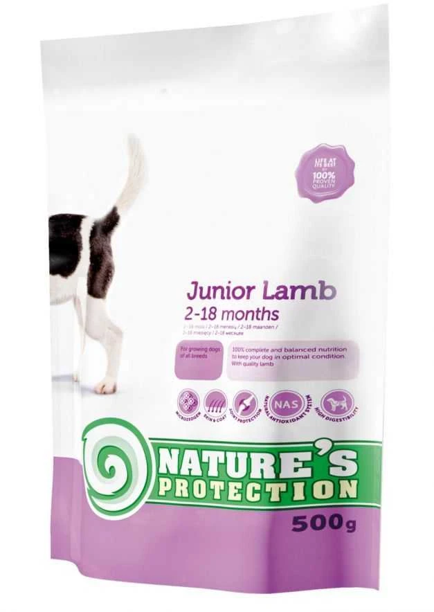 Nature's Protection Junior ėriena 500g, visų veislių jaunų šunų sausas pašaras su ėriena