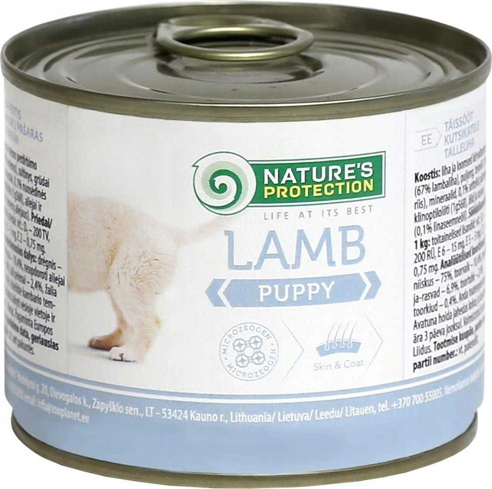 Lovely Hunter NATURE'S PROTECTION jaunų šunų konservuotas pašaras su ėriena, 200 g
