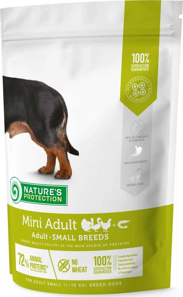 Nature's Protection Mini Adult paukštiena su kriliu Small breed dog 500g, suaugusių mažų veislių šunų sausas pašaras su paukštiena ir kriliu