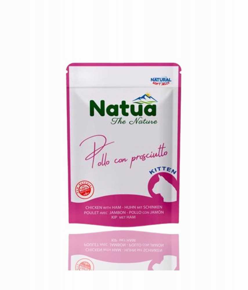 Naturo Natua natūralus šlapias kačiukų maistas su vištiena ir kumpiu, 70 g