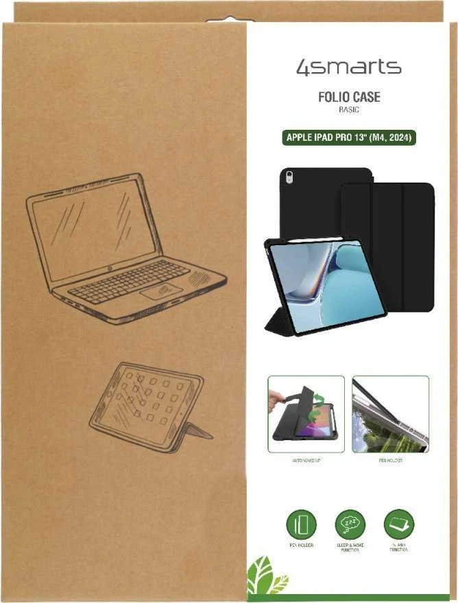 Dėklas na tablet 4smarts FolioCaseBasic f. Apple iPad Pro 13'' (M4,2024) juoda
