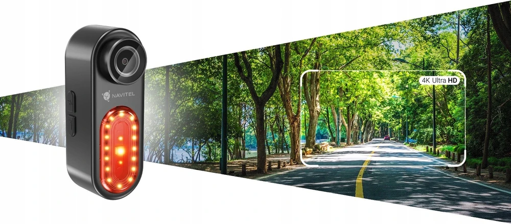 NAVITEL FLOW BL800 galinis dviračio žibintas su 4K vaizdo įrašymo įrenginiu