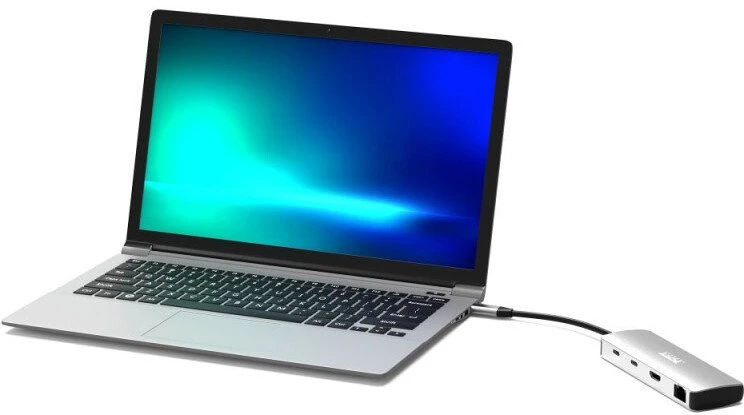 „Port Designs PORT CONNECT USB-C 1× 4K“ prijungimo stotelė, 9 viename, aliuminio dizainas, 85 W PD, sidabrinis